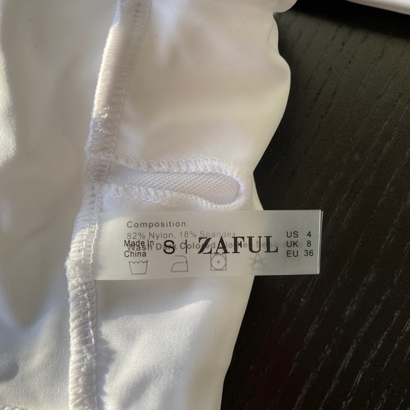 Zaful Ruched Elastic Straps Tie Bathing Suit Top - Picture 7 of 12